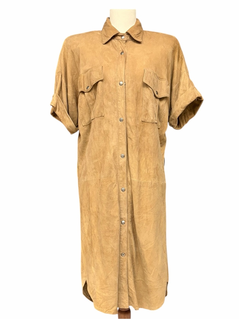 Vintage Bergdorf Goodman Suede Leather Duster Shirt Dress M Western